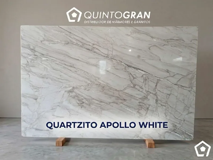 Chapa de Quartzito Apollo White — foto real