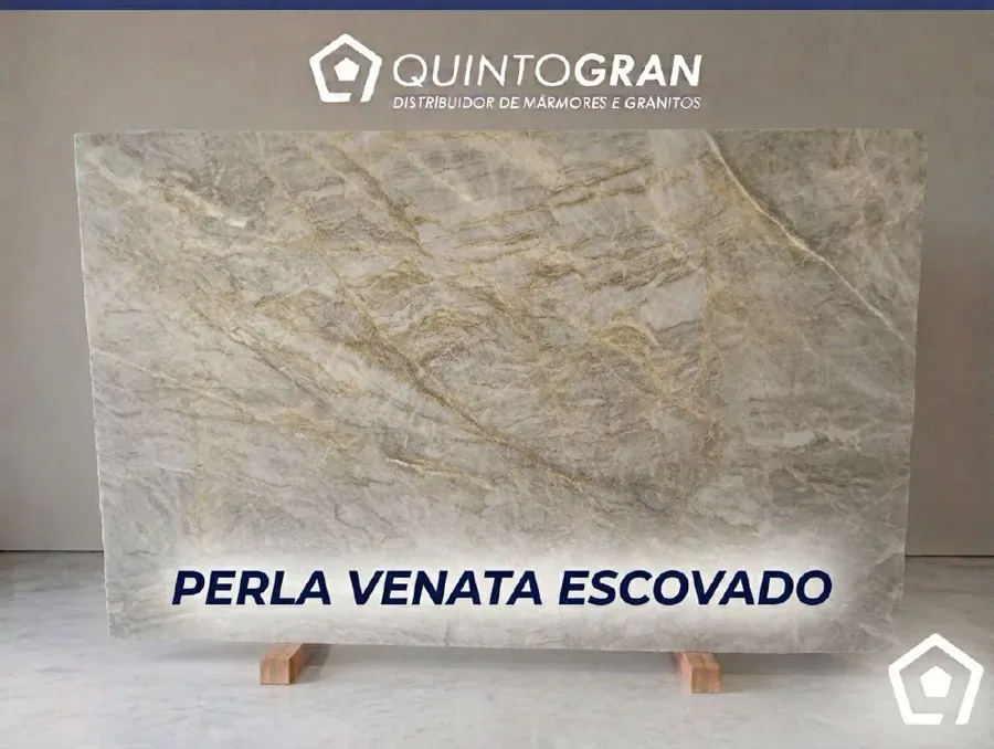 Chapa de Quartzito Perla Venata — foto real