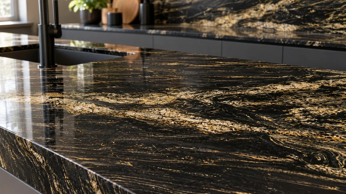 Ambientação ilustrativa com Granito Golden Black