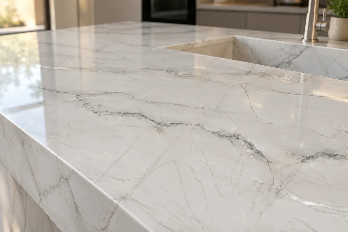 Ambientação ilustrativa com Quartzito Bianco Superiore